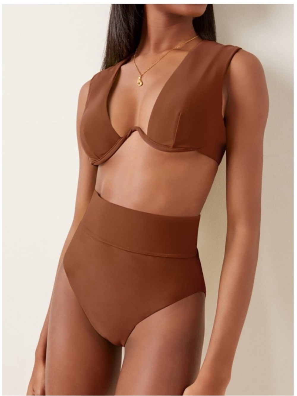 Andrea Iyamah Kuwa Chocolate Brown Underwire High-Waist Bikini Set